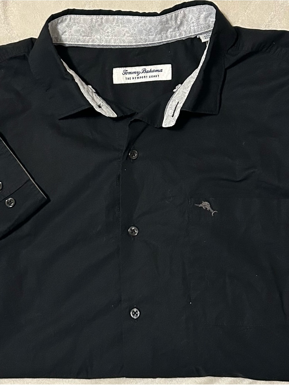 Tommy Bahama Newport Coast Shirt Mens Large L Black LS Button Down Pima Blend